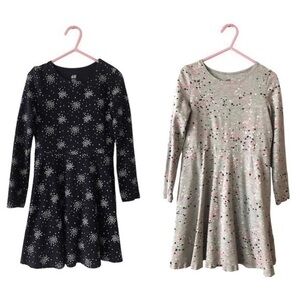 H&M Long Sleeve Dress Set Size 4/6 Black & Grey Polka Dots